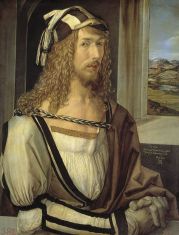 Albrecht Dürer, Autoportret (1498). Dürer lubił malować sam siebie. Inne jego autoportrety wiszą w Luwrze i w monachijskiej Starej Pinakotece.